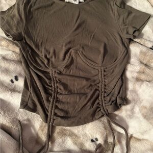 Stylish Ruched Khaki Women's Top